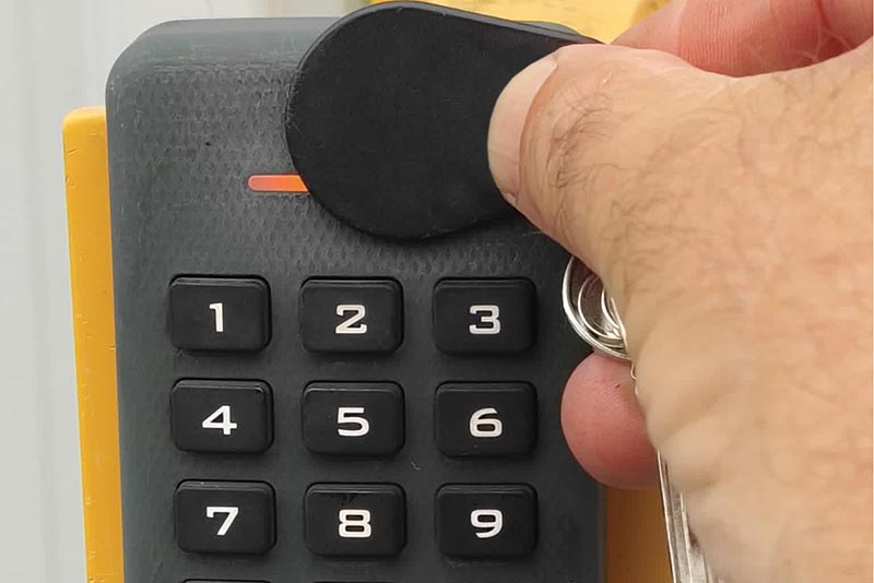 Individual alarmed storage units keypad access